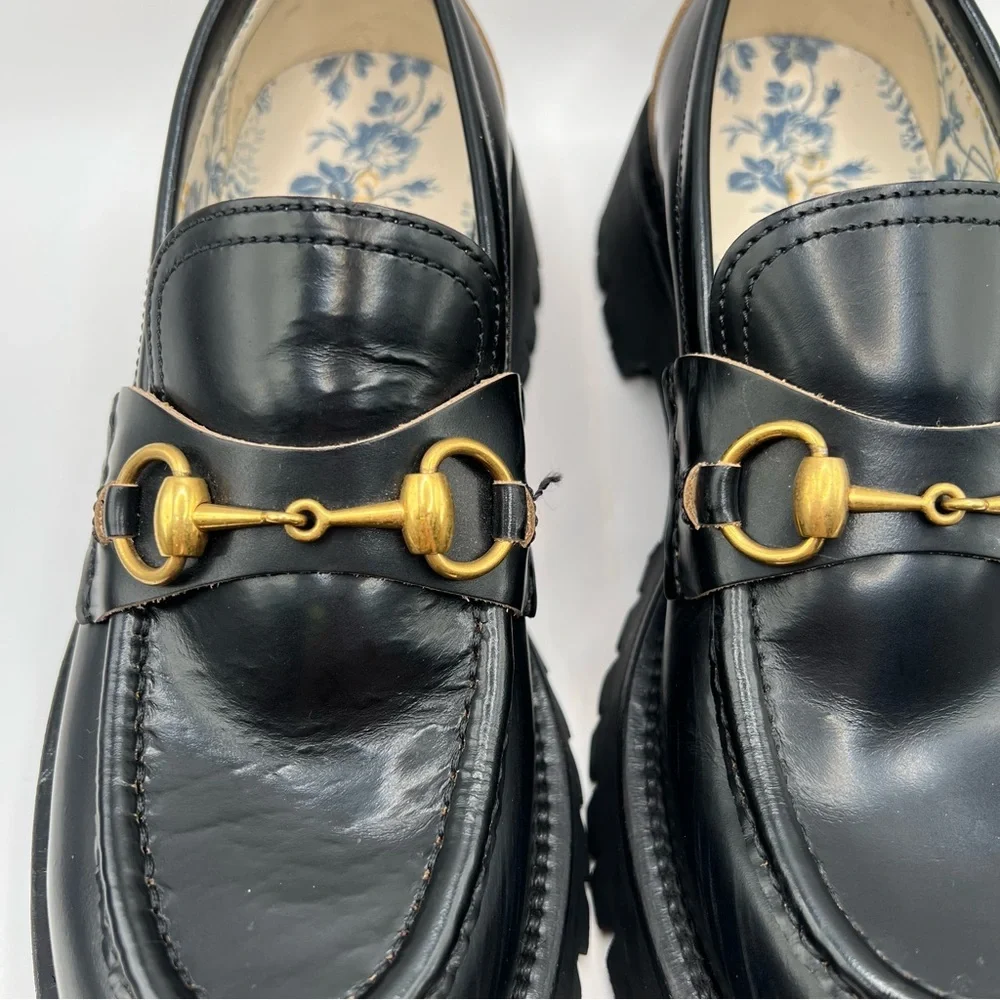 Gucci Harald Leather Lug-Sole Loafers